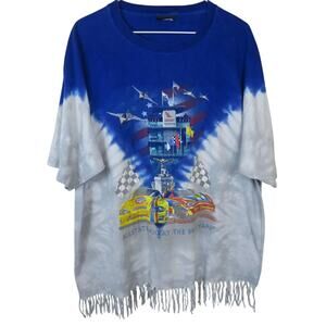 Custom Dyed Fringe Distressed Brickyard Nascar Oversized T Shirt - Women's Large